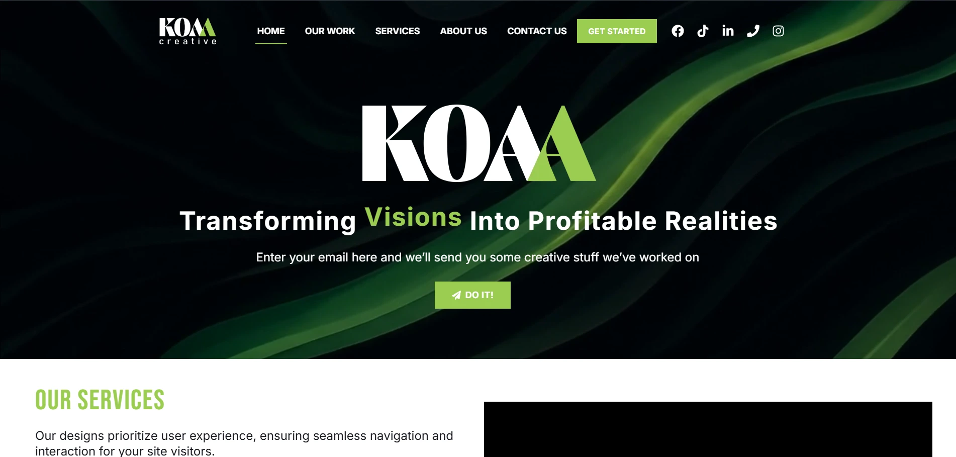 Koaa Creative Koaa Creative - Official website for a full-service marketing and programming agency. Features comprehensive service